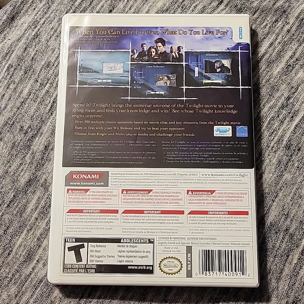 Nintendo Wii Game - Scene It? Twilight Edition Used Condition
